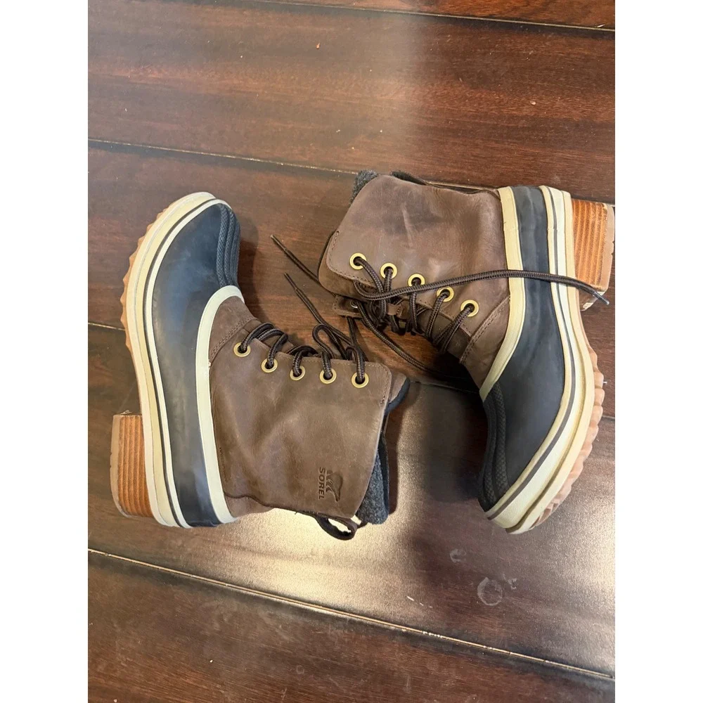 Sorel Slimpack III Lace Waterproof‎ Duck Boots Brown Black NL3810-205 Womens 9.5